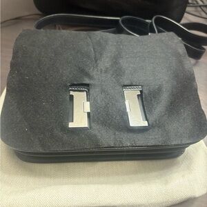 Black Leather Handbag with Silver Hardware